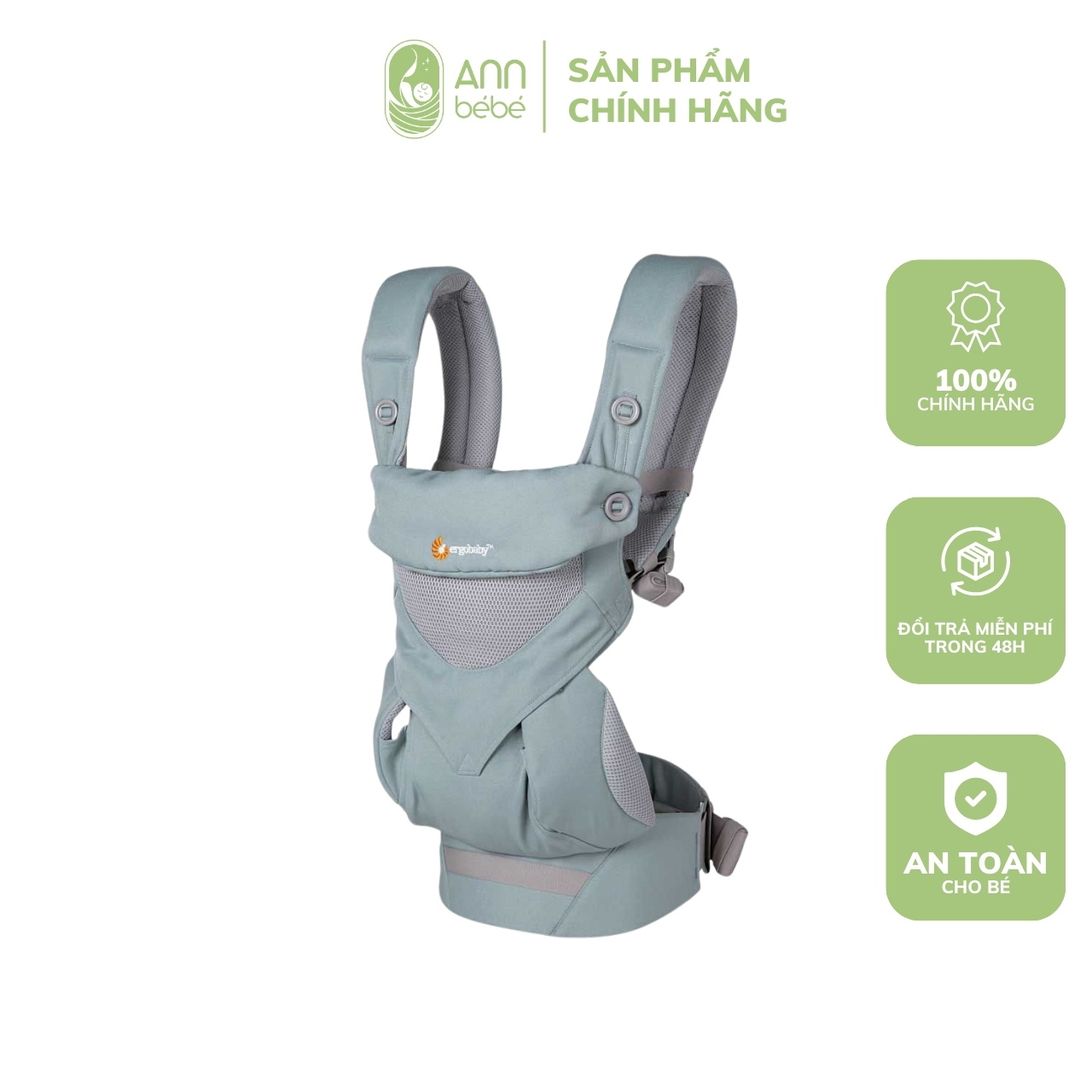 Địu Em Bé ERGO BABY 360 COOL AIRMESH Màu SEA MIST ANNBEBE