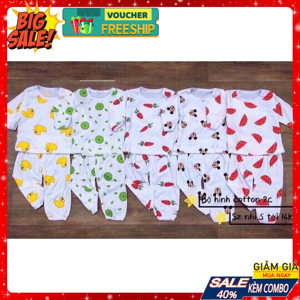 Combo 5 bộ dài tay cài cúc vai cho bé trai, bé gái từ 5-15kg, bộ đồ cho bé, quần áo trẻ em
