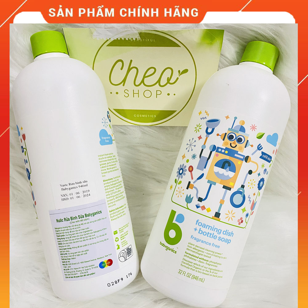Nước rửa bình sữa Babyganics 946ml refil