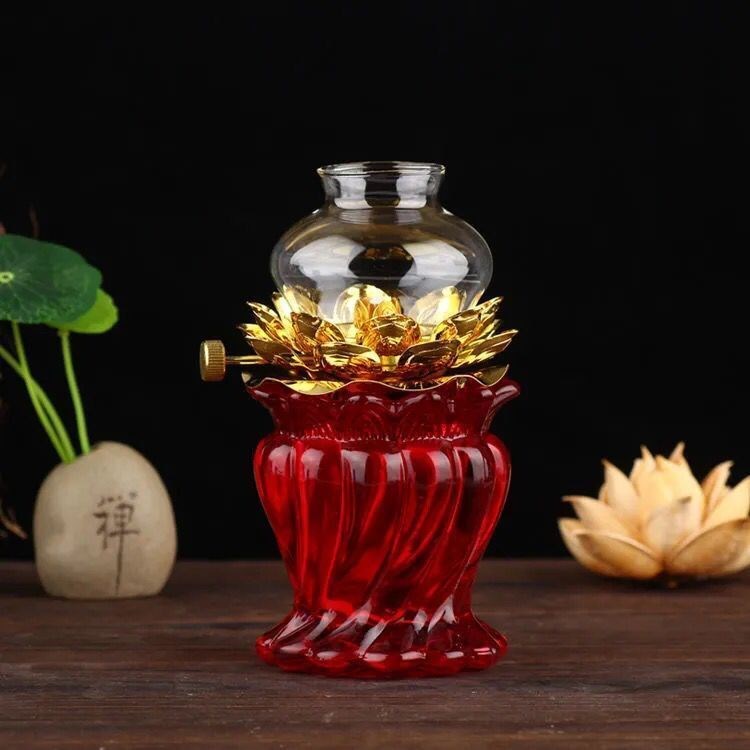 Đèn dầu cát tường lưu ly thủy tinh thờ cúng