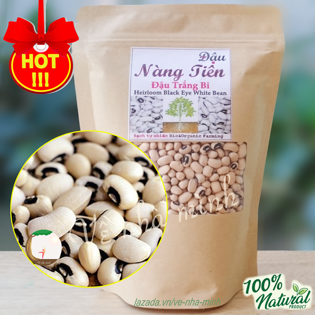 (Tạm hết) ĐẬU TRẮNG BI THUẦN CHỦNG HỮU CƠ TỰ NHIÊN 100% 300G-500G ( Hạt đỗ trắng mắt cua đen) dùng nấu chè, làm giá đậu, làm bánh & sữa...
