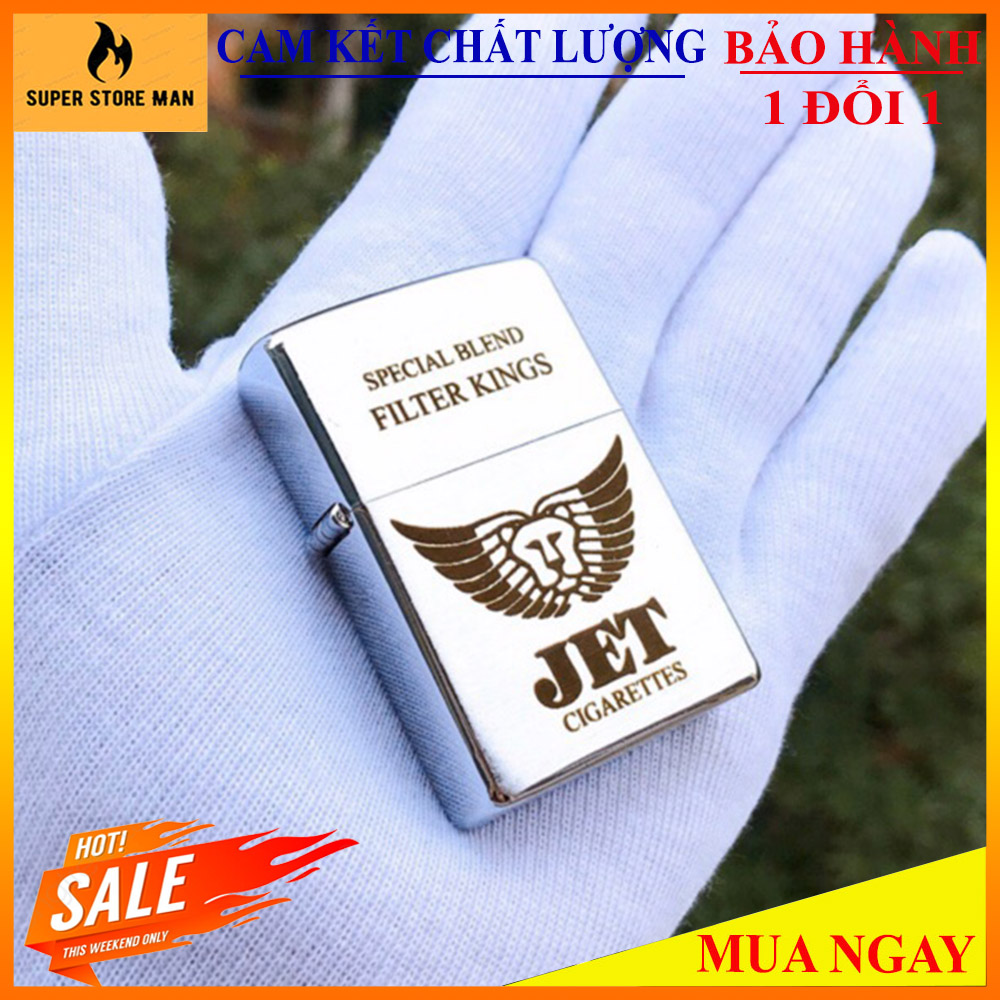 [NEW] Bật Lửa, Hộp Quẹt Zippo Mỹ Mạ Chorme Cao Cấp – Khắc Logo Jet Cực Độc – Zippo Mỹ Độc Lạ Cao Cấp Made In USA – Hàng Xịn Full Box
