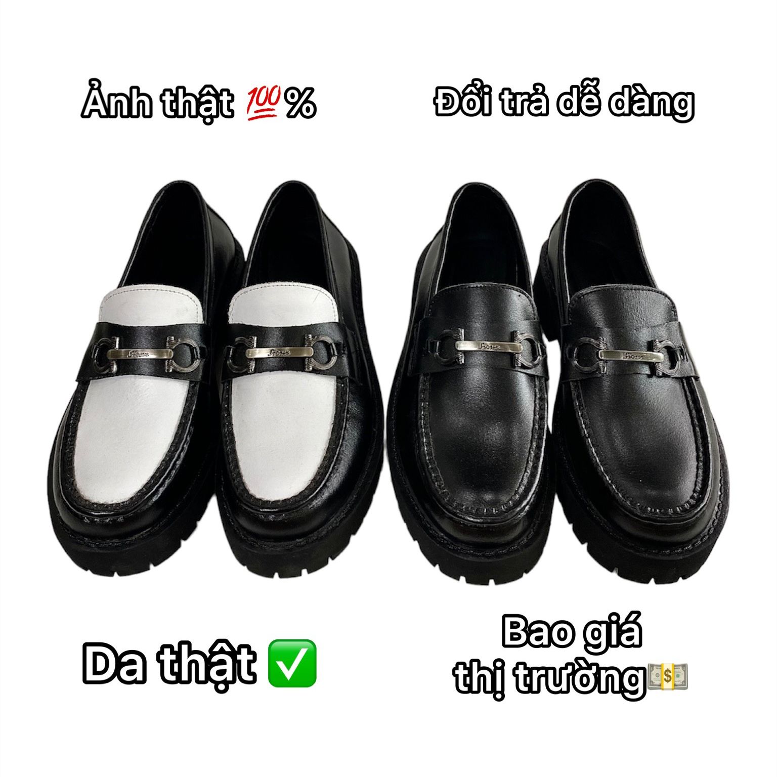 Giày Horsebit Chunky Loafer da bò, Chunky Loafer nam hoạ tiết