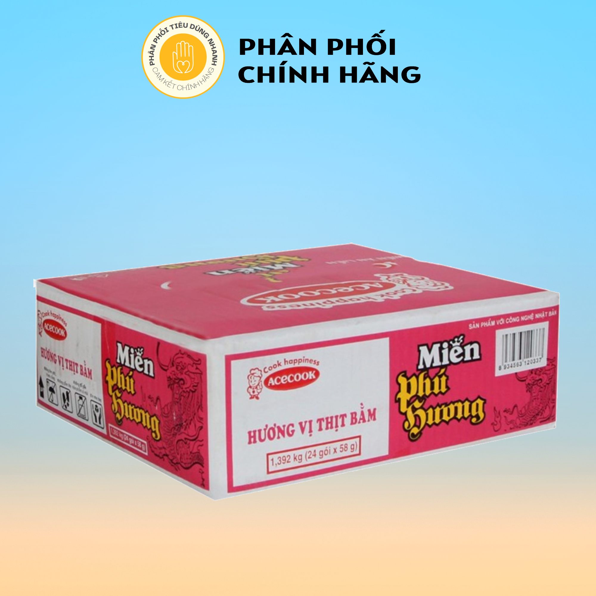 Thùng 24 Gói Miến Ăn Liền Đậu Xanh Phú Hương - Thương Hiệu Acecook 53g