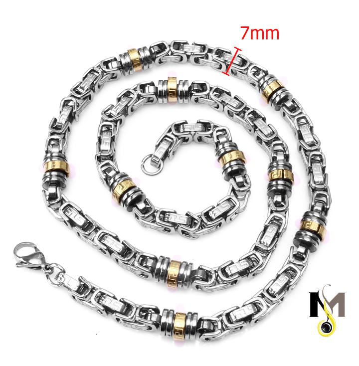 Dây chuyền Inox nam 7mm mạ vàng cách điệu cực đẹp, - Nam tính, mạnh mẽ, cực chất