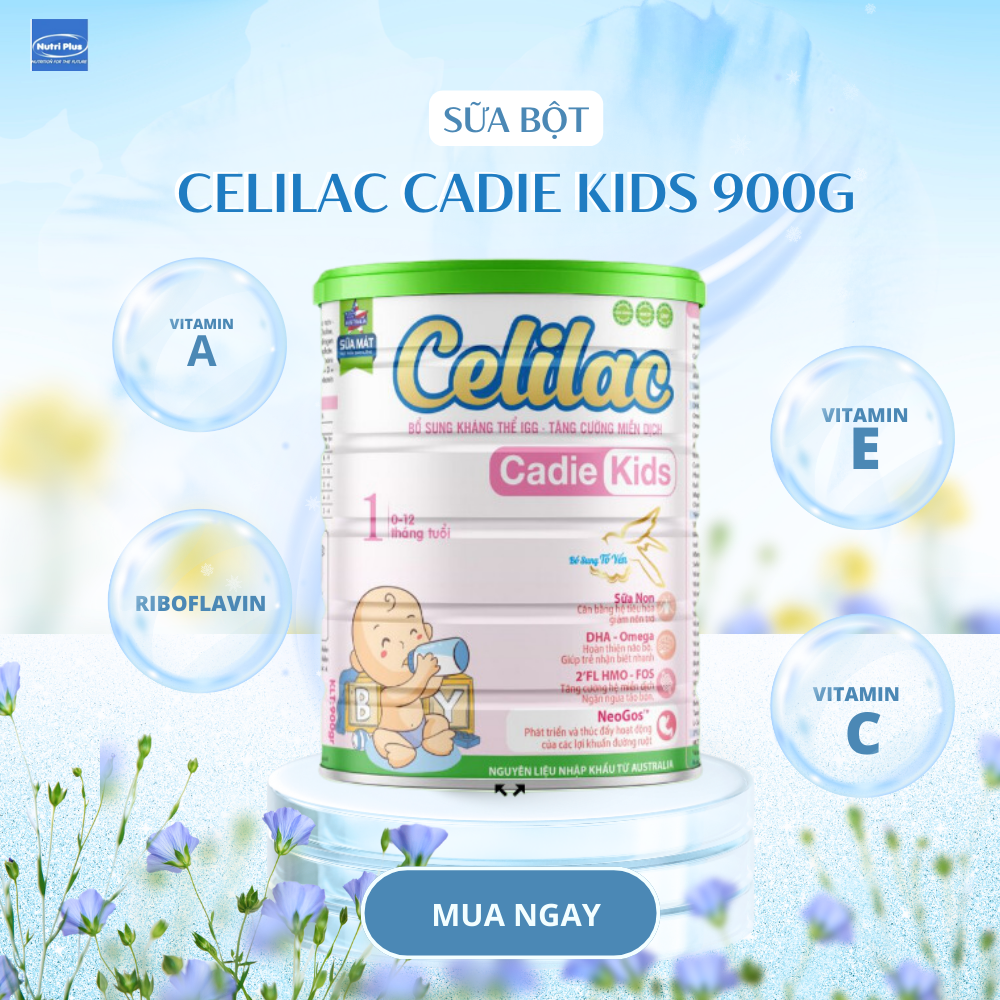 Sữa mát bổ sung kháng thể celilac cadie kids 900g