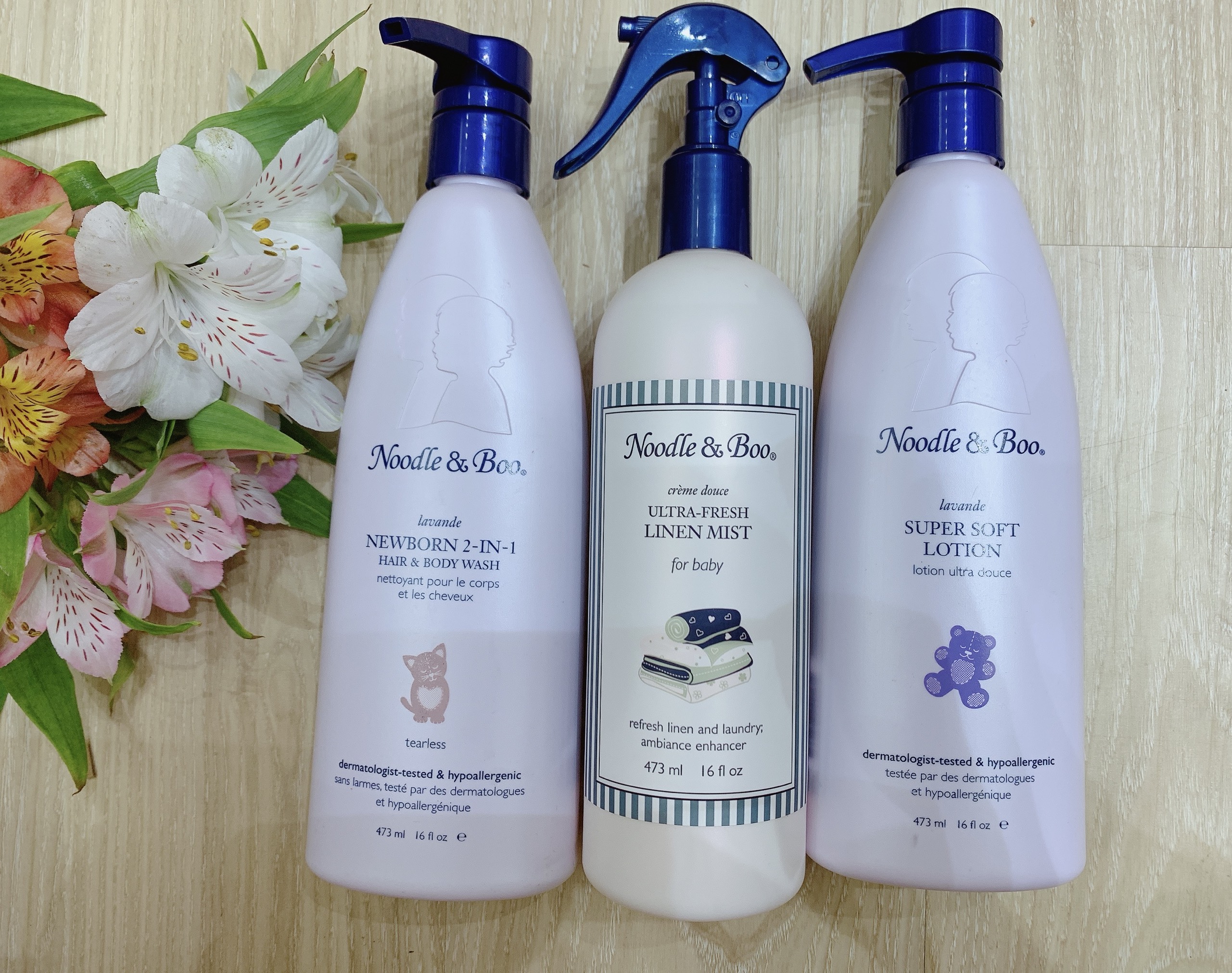 Noodle & Boo Chai xịt thơm quần áo, sữa tắm gội cho bé, Lotion cho bé hàng nội địa Mỹ chai 473ml