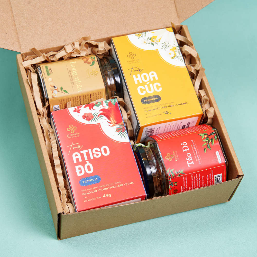 Set quà Ecobuff tặng gia đình Set trà hoa thảo mộc tặng bà tặng mẹ tặng bạn gái dịp 8-3 quà 20-10, quà tặng sinh nhật tốt cho sức khoẻ