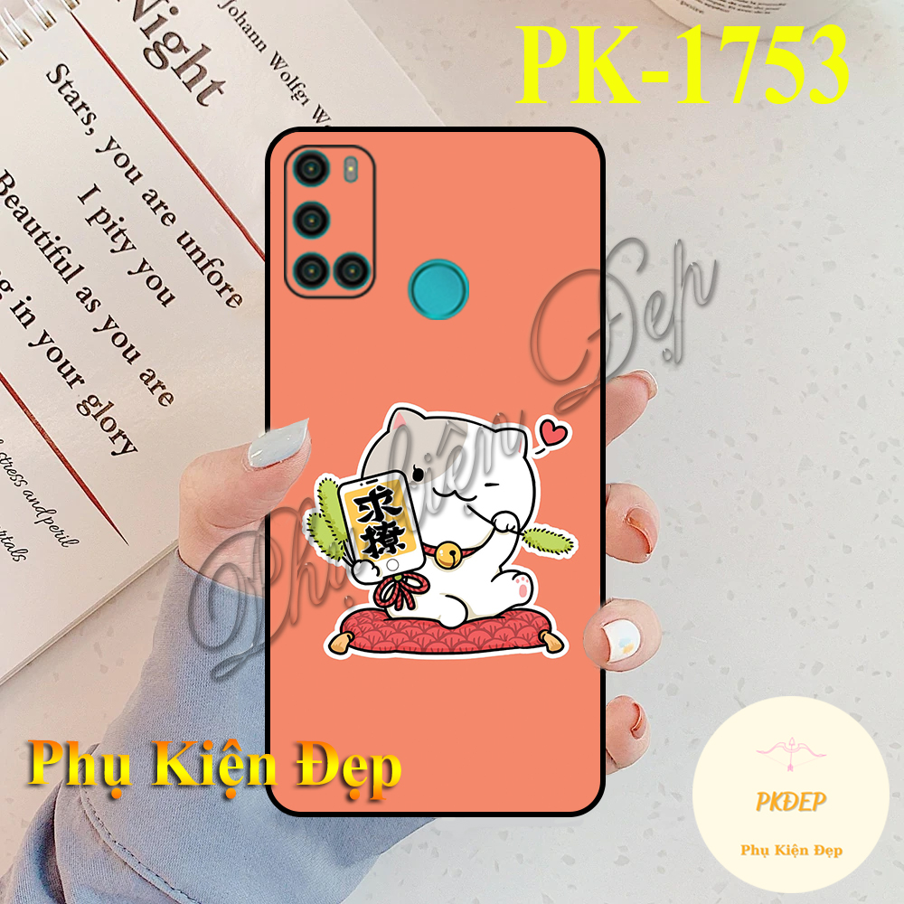 [HCM]Ốp lưng Vsmart Joy 4 - Ốp dẻo đen in hình mèo may mắn