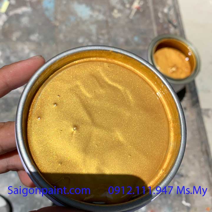 Sơn Nhũ Vàng 24K - Sơn Nhũ Vàng Hệ Pha Xăng Màu 24K Sơn Nhũ Vàng Trên Kim Loại - Sơn Nhũ Vàng Trên Bề Mặt Gỗ, Xi Măng Lon 800Gram