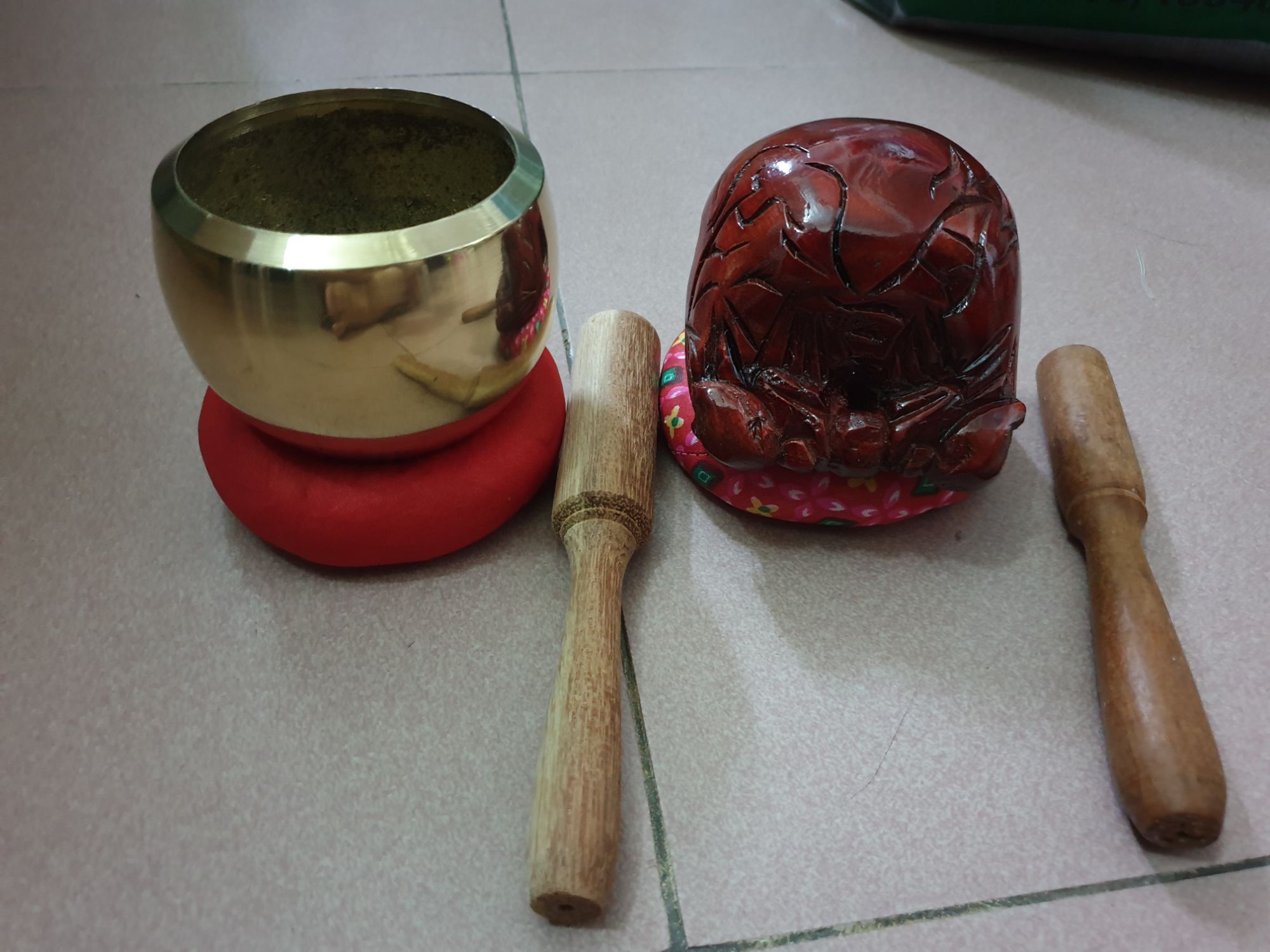 Bộ chuông đồng mõ gỗ mít đk 9cm