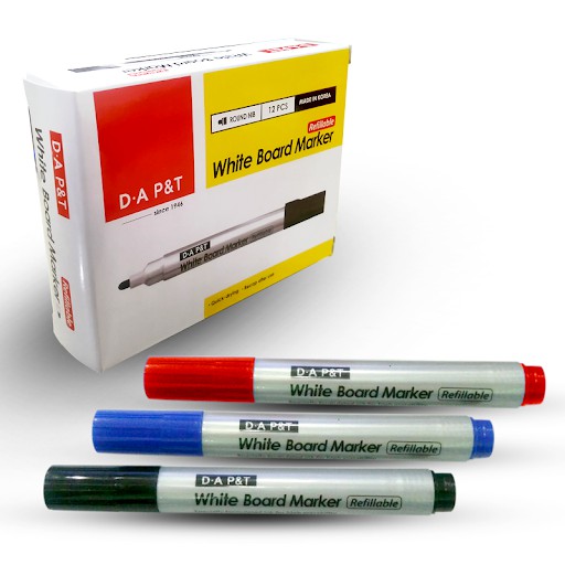 Hộp 12 cây viết lông bảng D.A P&T chất lượng tốt  xanh, đỏ, đen