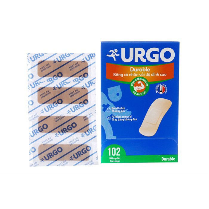 Băng keo cá nhân Urgo Durable Hộp 4 miếng Pháp