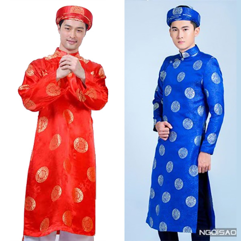 ÁO DÀI NAM TRUYỀN THỐNG LỤA THÁI TUẤN KÈM MẤN ĐỘI ĐẦU