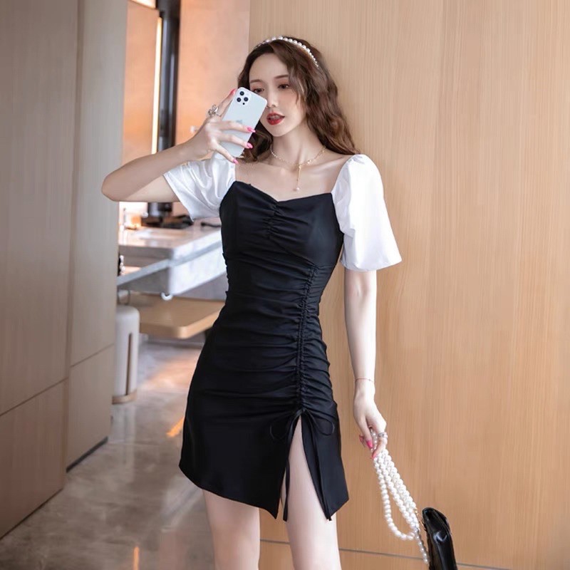 Đầm xẻ tà rút big size 2022