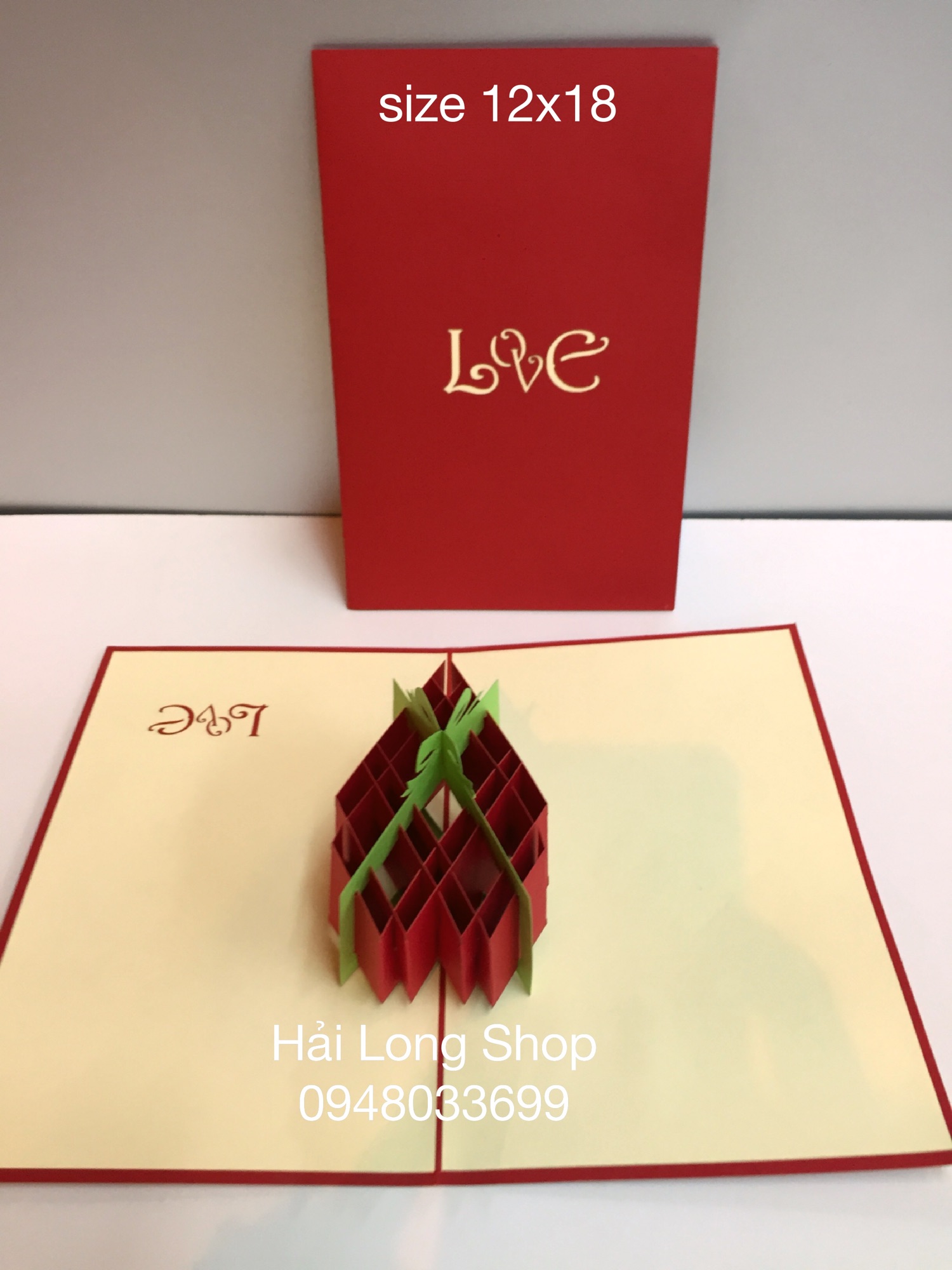 Trái tim buộc nơ 2 - heart - love - thiệp 3d