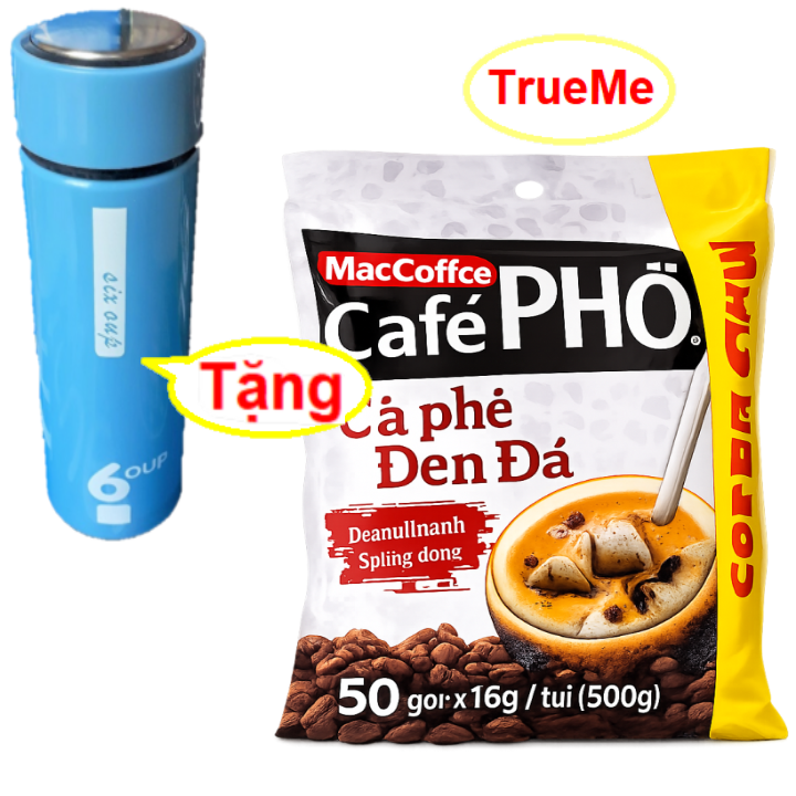 [Tặng Bình]  x1 túi Cafe Phố đen đá (50gói x 16g/túi) - Ca Phê Phố - cafe den đá - Cafe Phố 800g - MacCoffee - cafe pho - cafe pho den da Maccoffee - coffee - true me - ca phe chon - trueme truemenews lazadatrueme phoden50