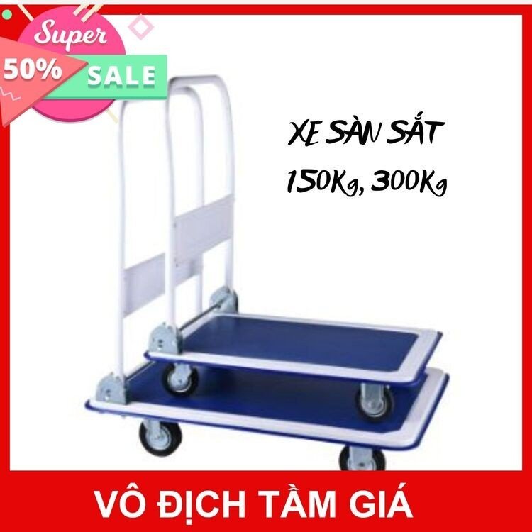 Xe đẩy hàng cỡ lớn sàn sắt gấp gọn tải trọng 150kg & 300 kg xdt04