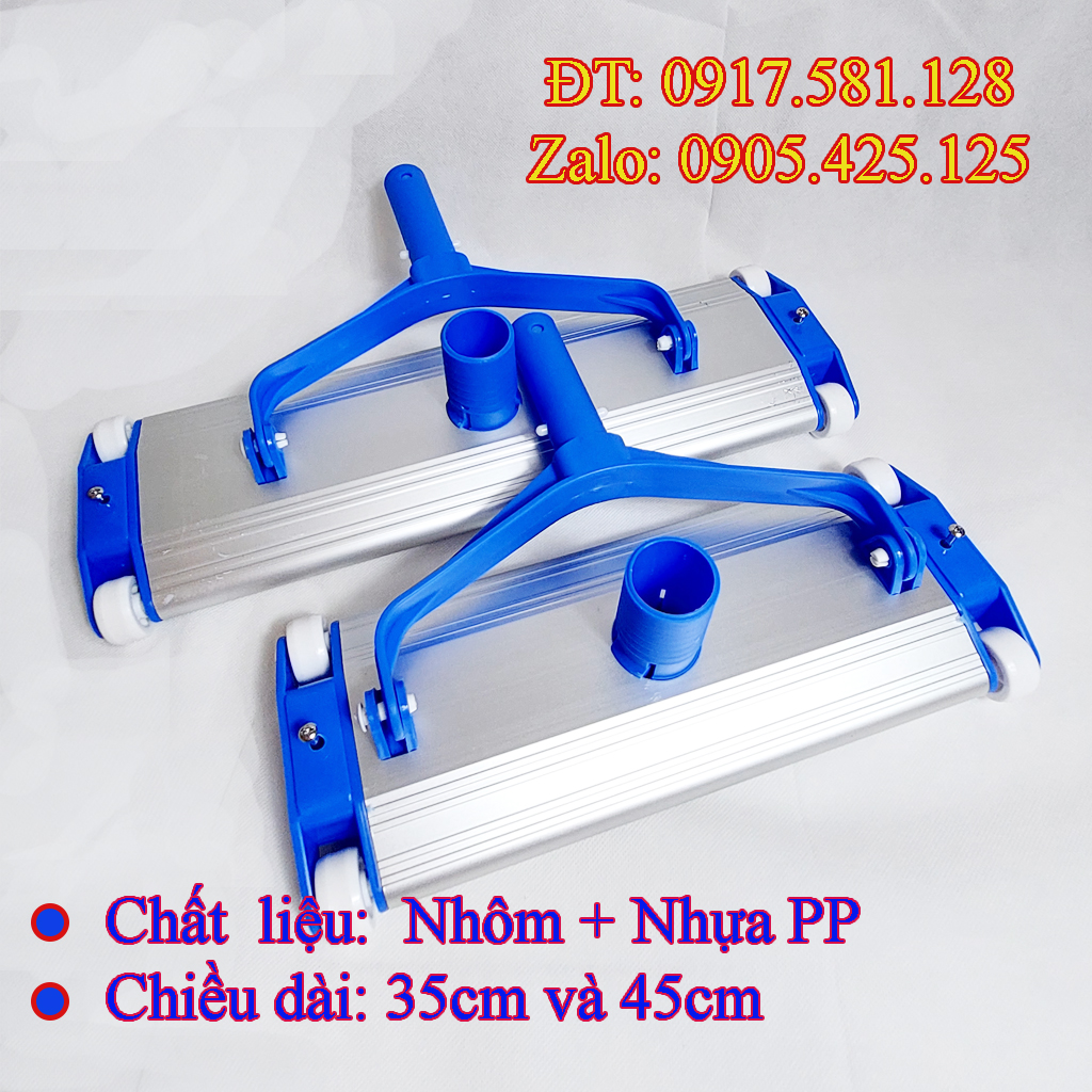 Combo 1 Bàn Hút Đáy Vệ Sinh Bể Bơi Bằng Nhôm Dài 35cm*Rộng 13.5cm + 1 Dây Hút Nước Loại Tốt Dài 15 mét Dày 02 Lớp Ống Cao cấp  chất nhựa Polyethylene để  hút bẩn cặn đáy Hồ Bơi.