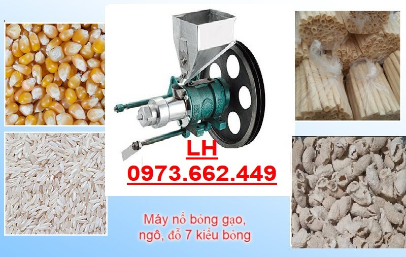 Máy nổ bỏng gạo dùng điện 1 pha 3 pha tiện lợi. Đầu máy bung bỏng gạo ngô