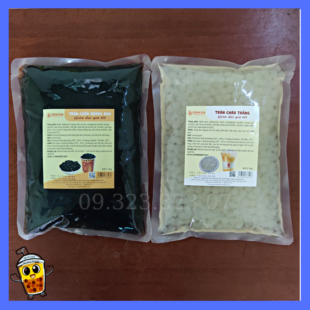 trân châu 3q/trân châu trắng 3q/trân châu caramel đen/trân châu đen/trà sữa tự pha,nguyên liệu làm trà sữa(1Kg/gói)