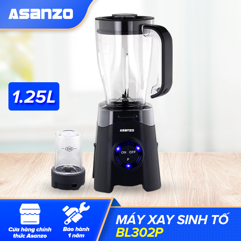 Máy Xay Sinh Tố 300W 1.5L Asanzo BL302P (Nút Cảm Ứng Cảm Biến An Toàn Nhựa Kháng Vỡ Thiết Kế Đèn Led Xung Quanh Nút Hoạt Động Hệ Thống An Toàn Đế Nhiệt ABS) - Hàng Phân Phối Chính Hãng Bảo Hành 1 Năm