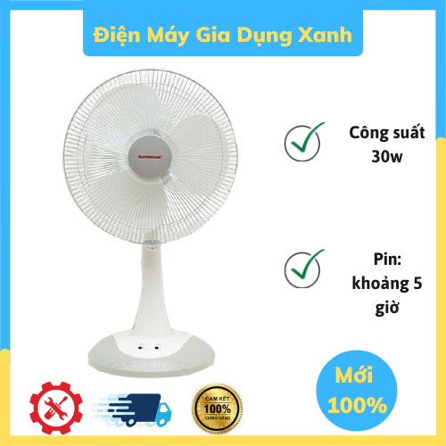 Quạt sạc điện sunhouse sh762 hàng mới chính hãng 100% thời gian sạc từ 20 - 24 tiếng, thời gian sử dụng 3 - 5 giờ.quạt sạc điện - 30w - 2 mức gió