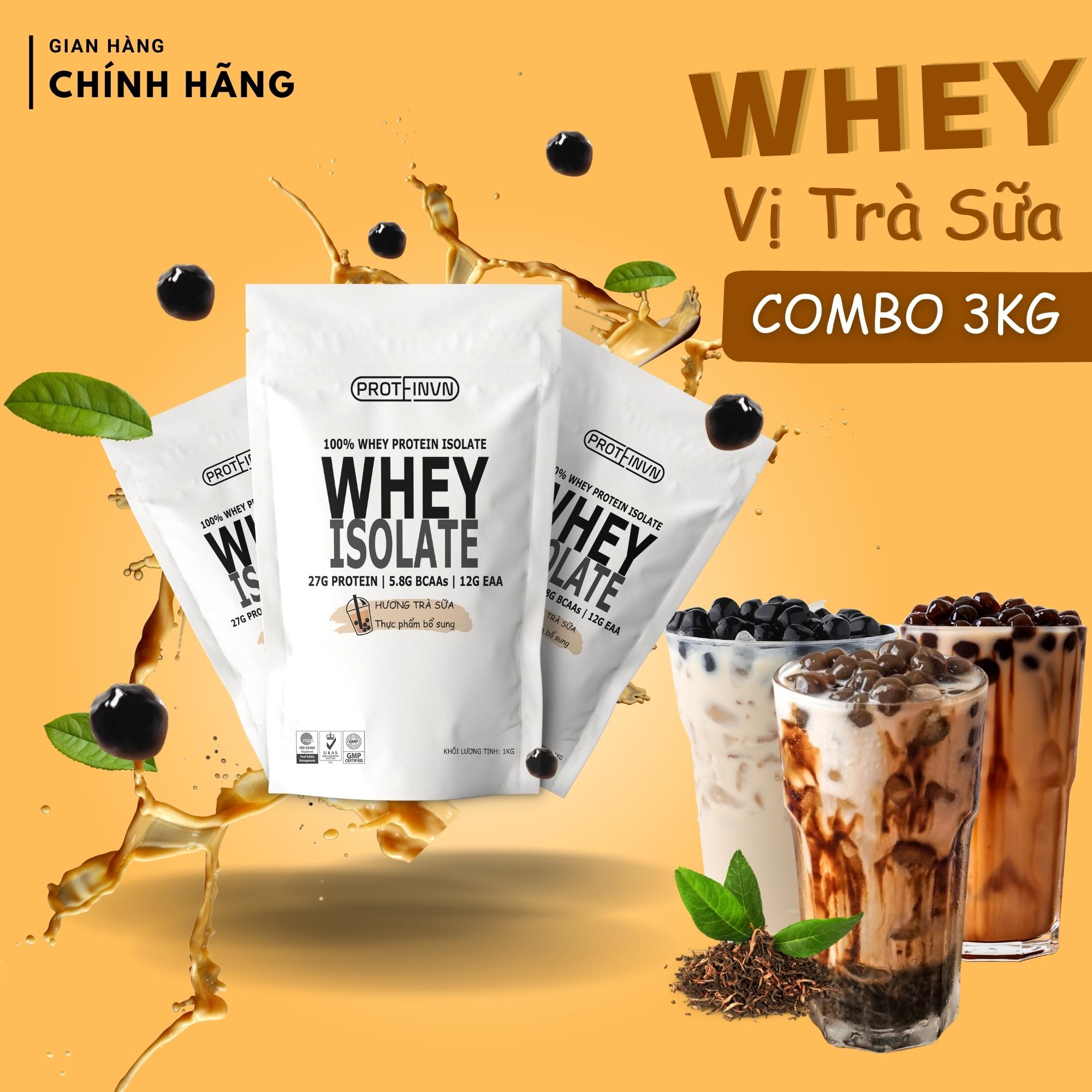 3KG WHEY PROTEIN ISOLATE PROTEINVN - VỊ TRÀ SỮA TĂNG CƠ GIẢM MỠ Whey Concentrate