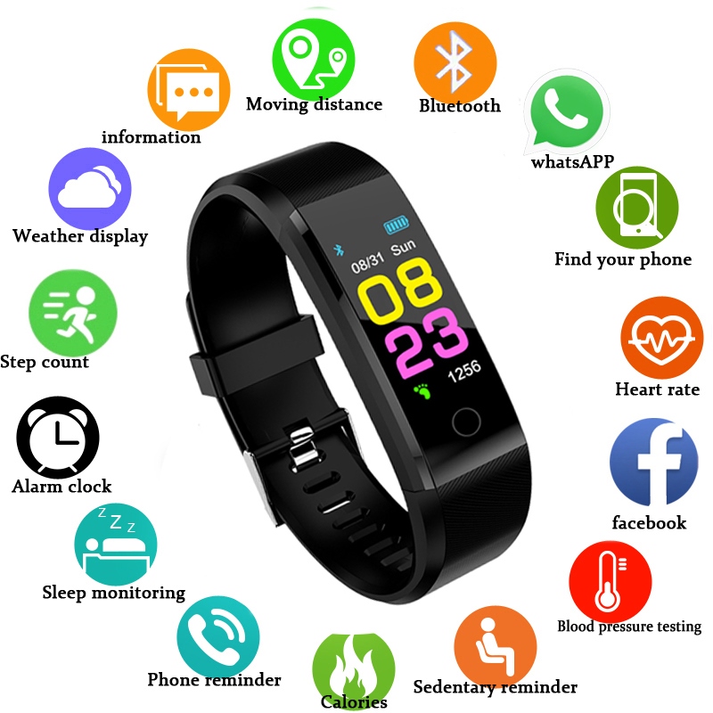 115 Plus Smart Bracelet Fitness Tracker Smart Watches Men Blood Pressure
