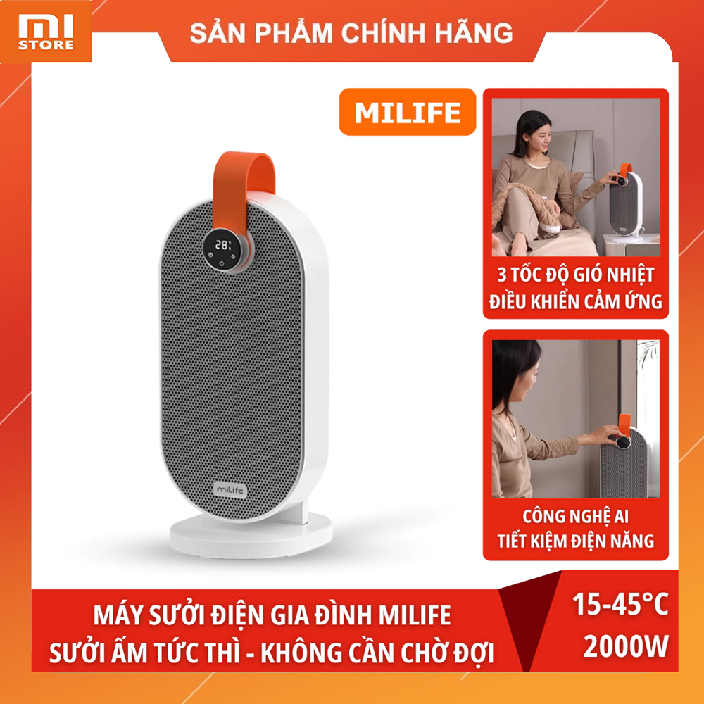 Quạt sưởi gốm để bàn Xiaomi Milife làm nóng nhanh hẹn giờ tắt - Nút xoay cảm ứng công suất 2000W