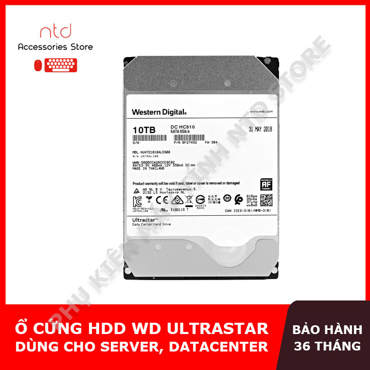 Ổ cứng HDD WD Ultrastar 10TB dùng cho Sever, Datacenter siêu bền
