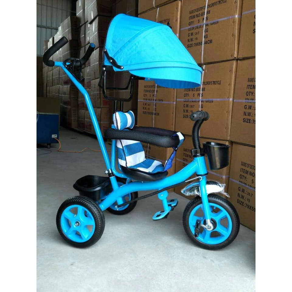 Xe đẩy 3 bánh có mái tre cho bé