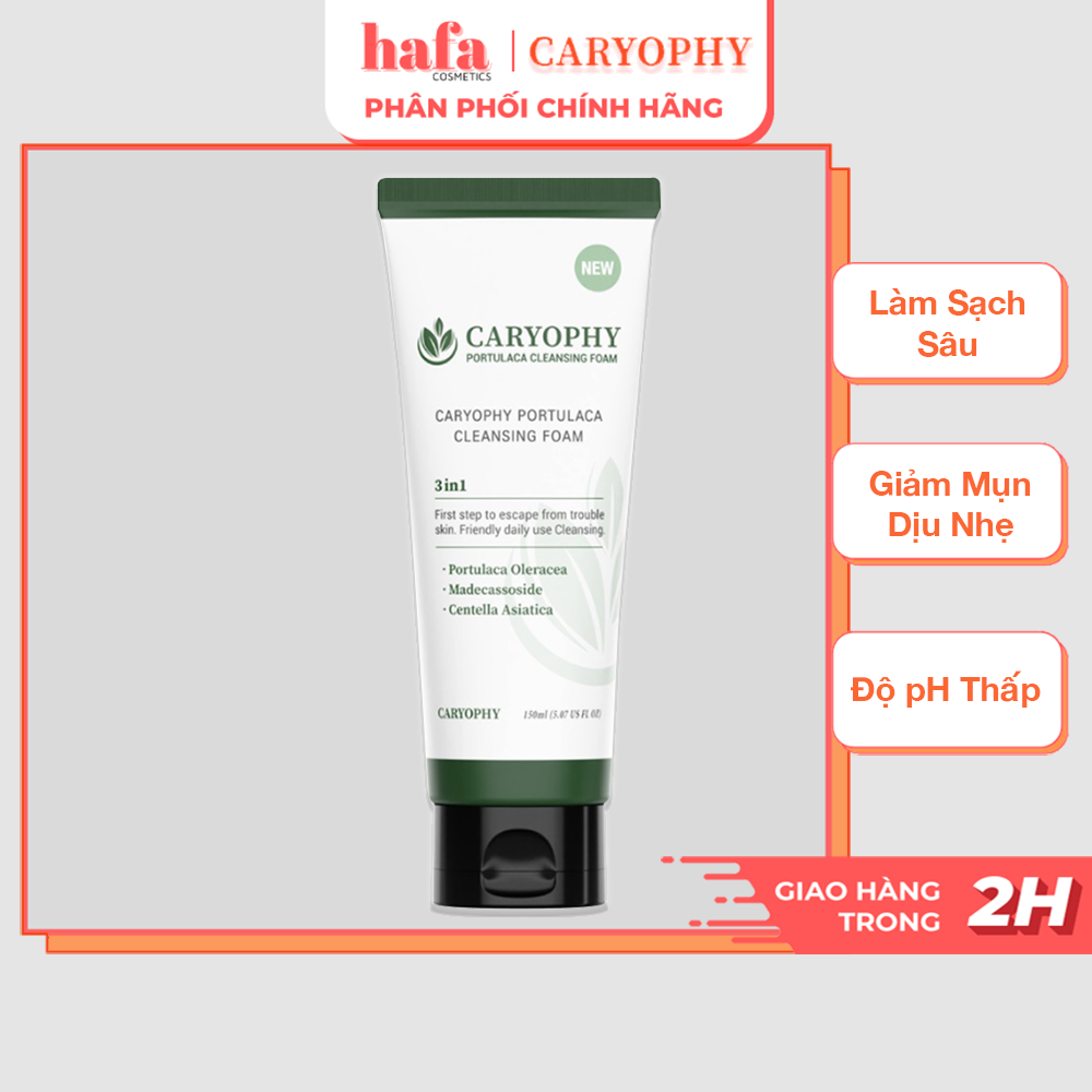 Sữa Rửa Mặt Có pH Thấp Chiết Xuất Tràm Trà Caryophy Portulaca Foam Cleanser 150ml _ Caryophy Chính Hãng