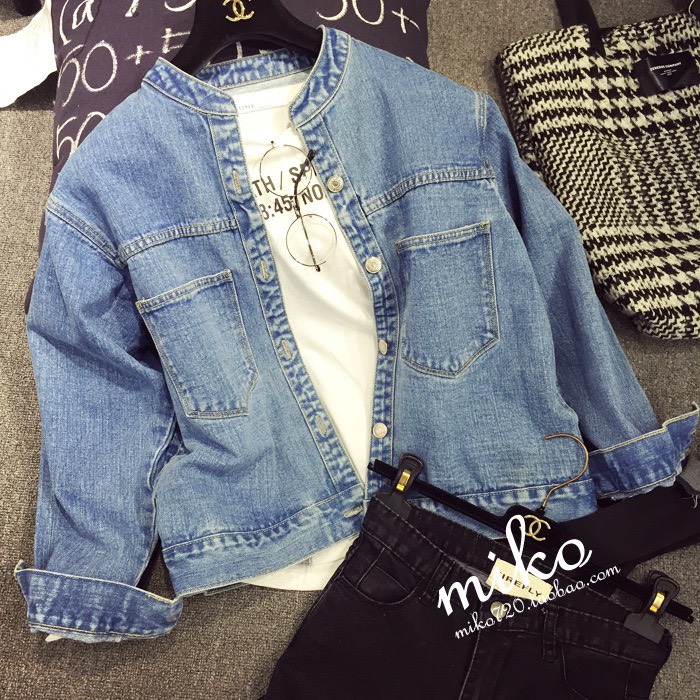 Áo Khoác Jean Nữ MJ03 CỔ TRỤ NHẠT Thời Trang Cao Cấp Cá Tính - Hàng Chuẩn Hình