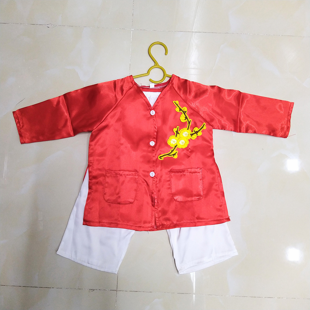 [HCM]BỘ ĐỒ TRẺ EM - QUẦN ÁO BÀ BA HỌA TIẾT HOA MAI TẾT NGUYÊN ĐÁN - MÀU ĐỎ TRƠN - VẢI PHI BÓNG