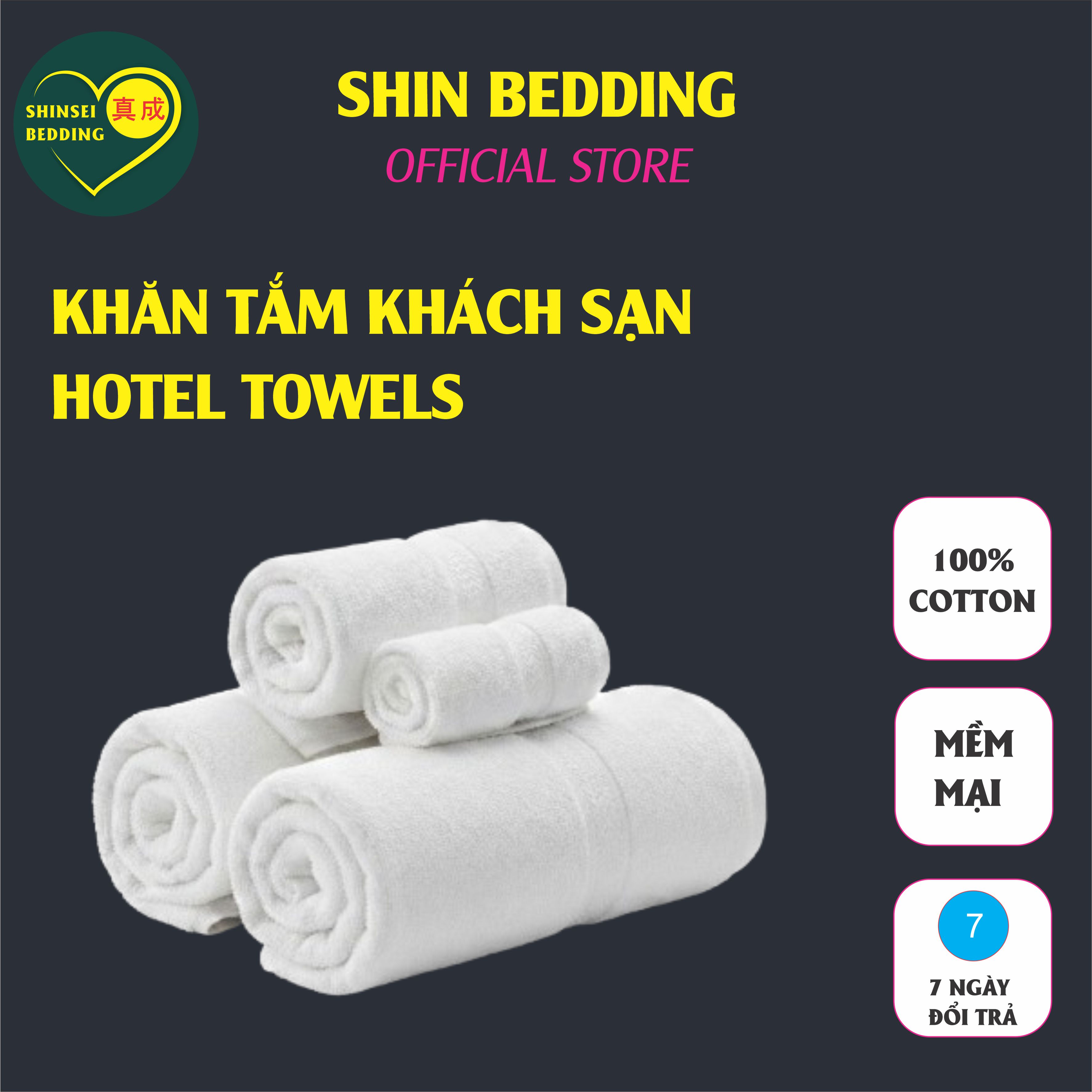 Khăn Tắm Khách Sạn 100% Cotton Size Lớn Siêu Thấm Hút 70x140cm Shin Sei