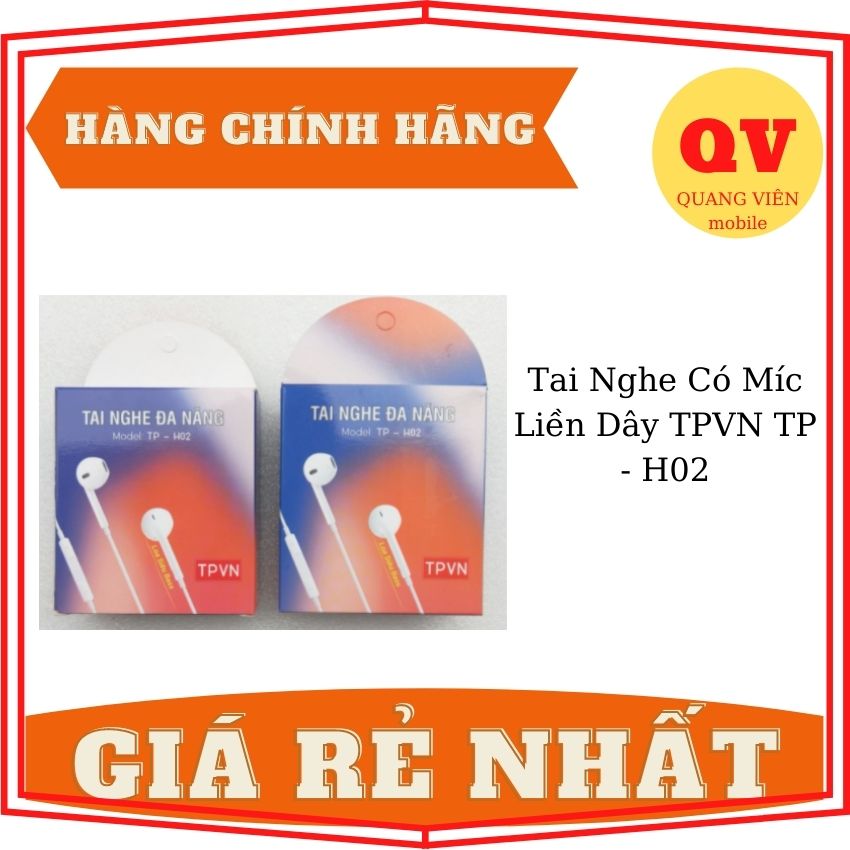 Tai nghe có míc liền dây tpvn tp - h02, tai nghe có dây - cubo mart