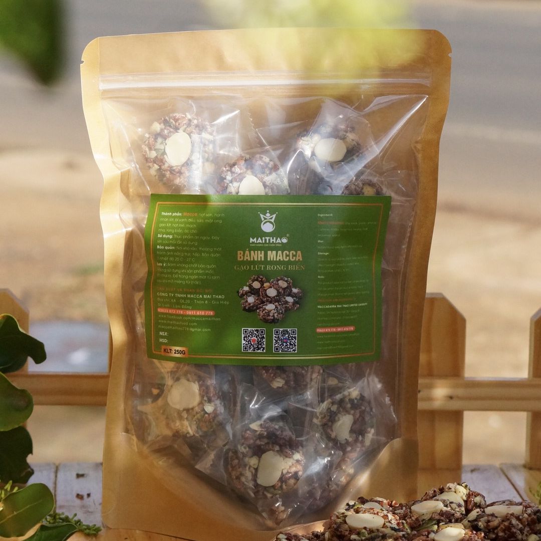  Bánh Macca Gạo Lứt Rong Biển túi 250g bánh mix hạt healthy bánh gạo lức ăn kiêng. 