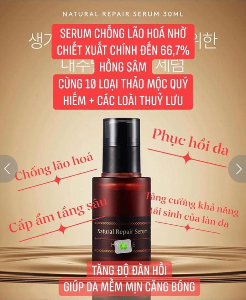 Serum hồng sâm phục hồi và tái tạo da hyggee natural repair serum 30ml