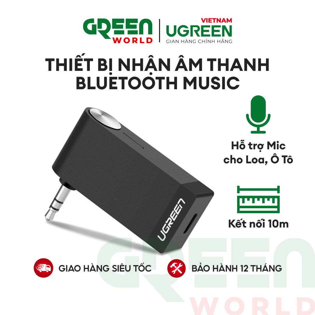 Thiết bị nhận âm thanh Bluetooth Music có hỗ trợ Mic cho Loa, Ô Tô Ugreen 30348 - Hãng phân phối chính thức