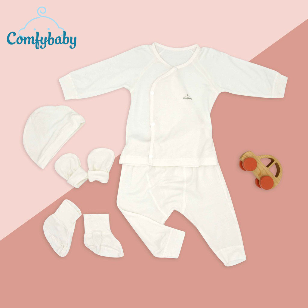 Quần áo cho bé sơ sinh dài tay Newborn  set 5 món Comfybaby vải gỗ sồi CF1020-SET5 siêu mềm và thoáng khí kháng khuẩn - Quần áo trẻ em chất Modal cao cấp