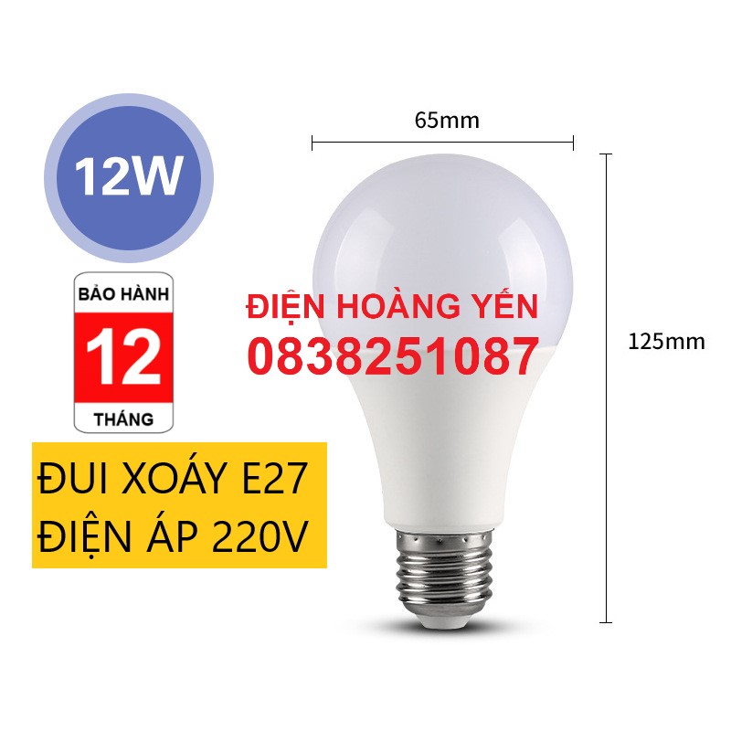 Bóng led 12w 9w 7w 5w 3w siêu sáng màu trắng màu vàng đui xoáy e27