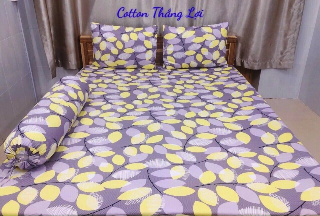 [HCM]Bộ Drap+áo gối 100% vải Cotton Thắng Lợi / CHUẪN LOGO{ 4 MÓN } chọn size khách nhé