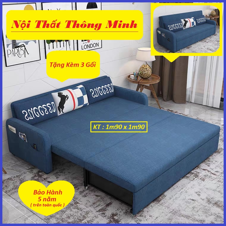[Trả góp 0%][Có Video] Giường Sofa Gấp Gọn Kiêm Ghế Sofa 1m92 x 1m90 Nệm Cao Su Giường Đa Năng Giường Hộp Sofa Giường Đa Năng