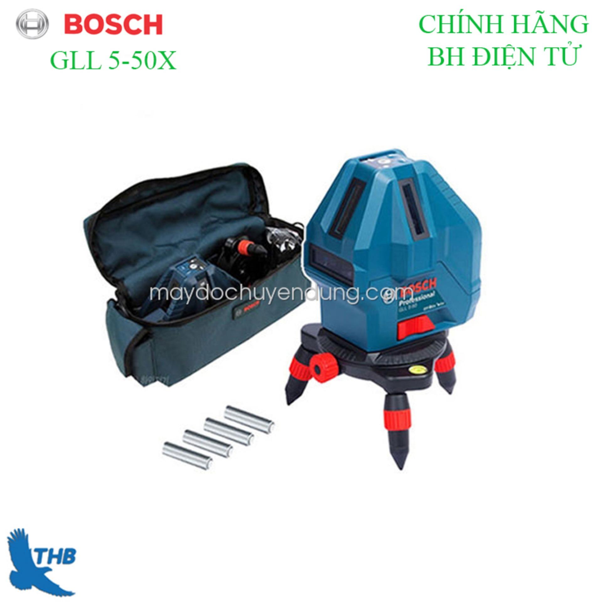 Máy cân bằng laser máy bắn cốt laser tia đỏ 4 tia dọc 1 tia ngang bosch gll 5-50 x bảo hành điện tử 6 tháng
