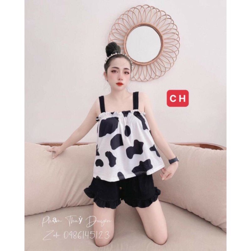 áo 2 dây nữ hình bò sữa, áo kiểu nữ, áo thun 2 dây bản to bánh bèo siêu xinh