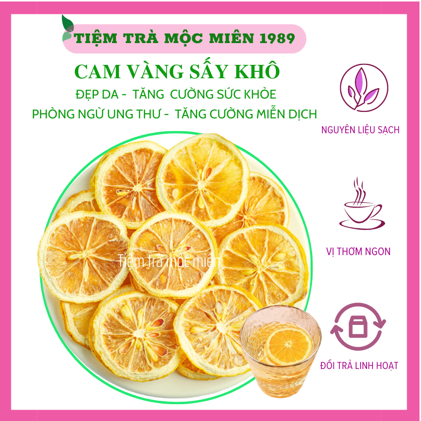 200gr trà cam lát sấy khô thơm ngon giúp đẹp da chống lão hóa tăng sức đề kháng - tiệm trà mộc miên 1989