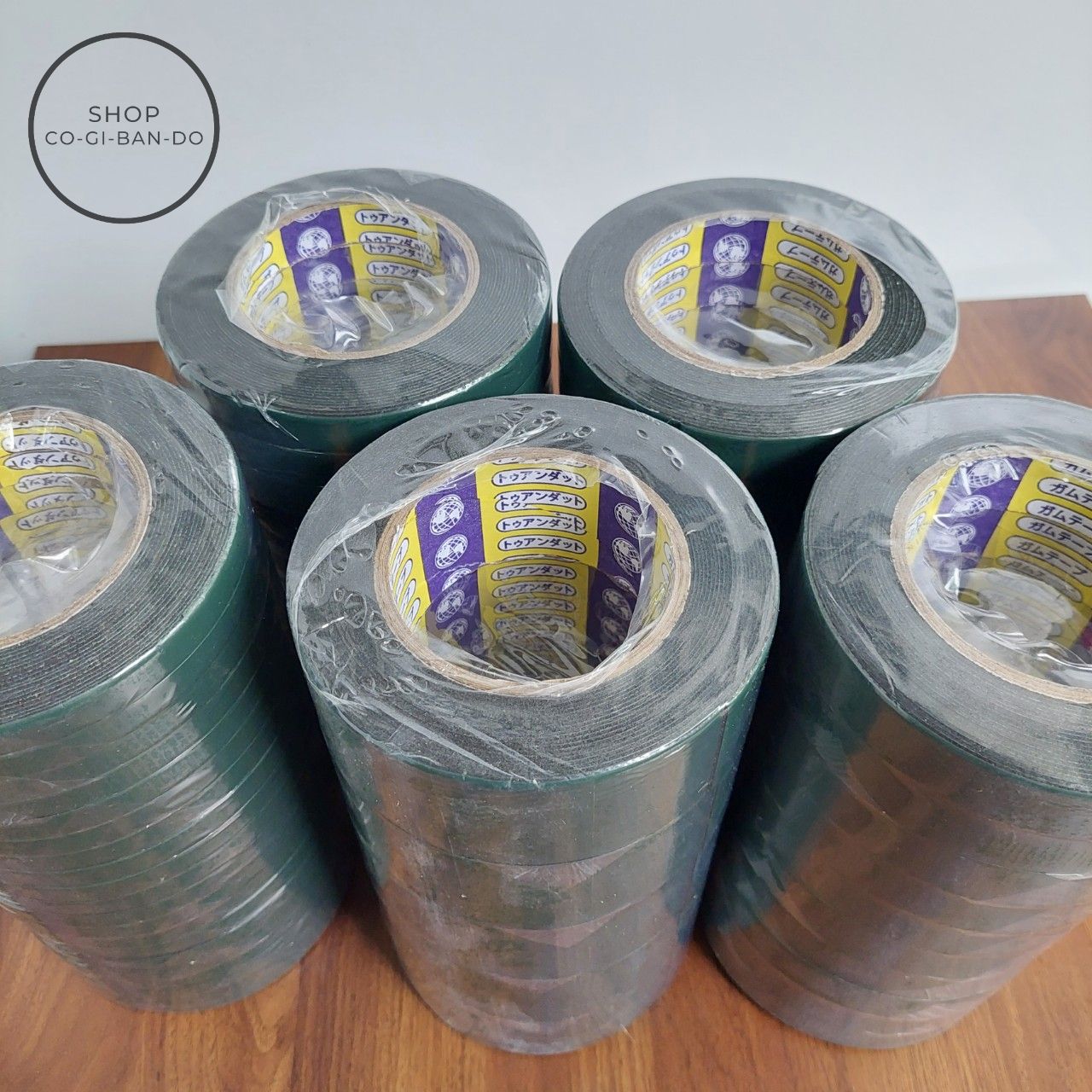 Băng keo xốp 2 mặt xanh đen 5 cuộn 5F dùng dán cố định như nẹp điện, phông chữ, bảng chức danh, alu quảng cáo