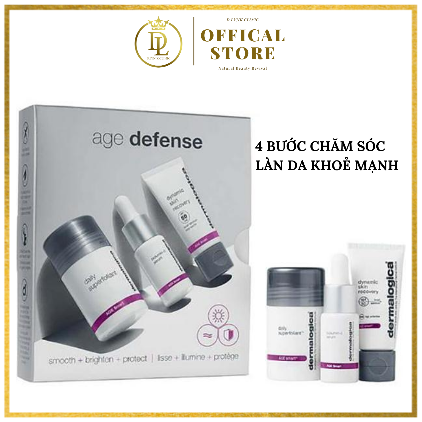 Bộ Kit 03 sản phẩm giúp sáng da chống lão hoá Dermalogica Age Defense Kit