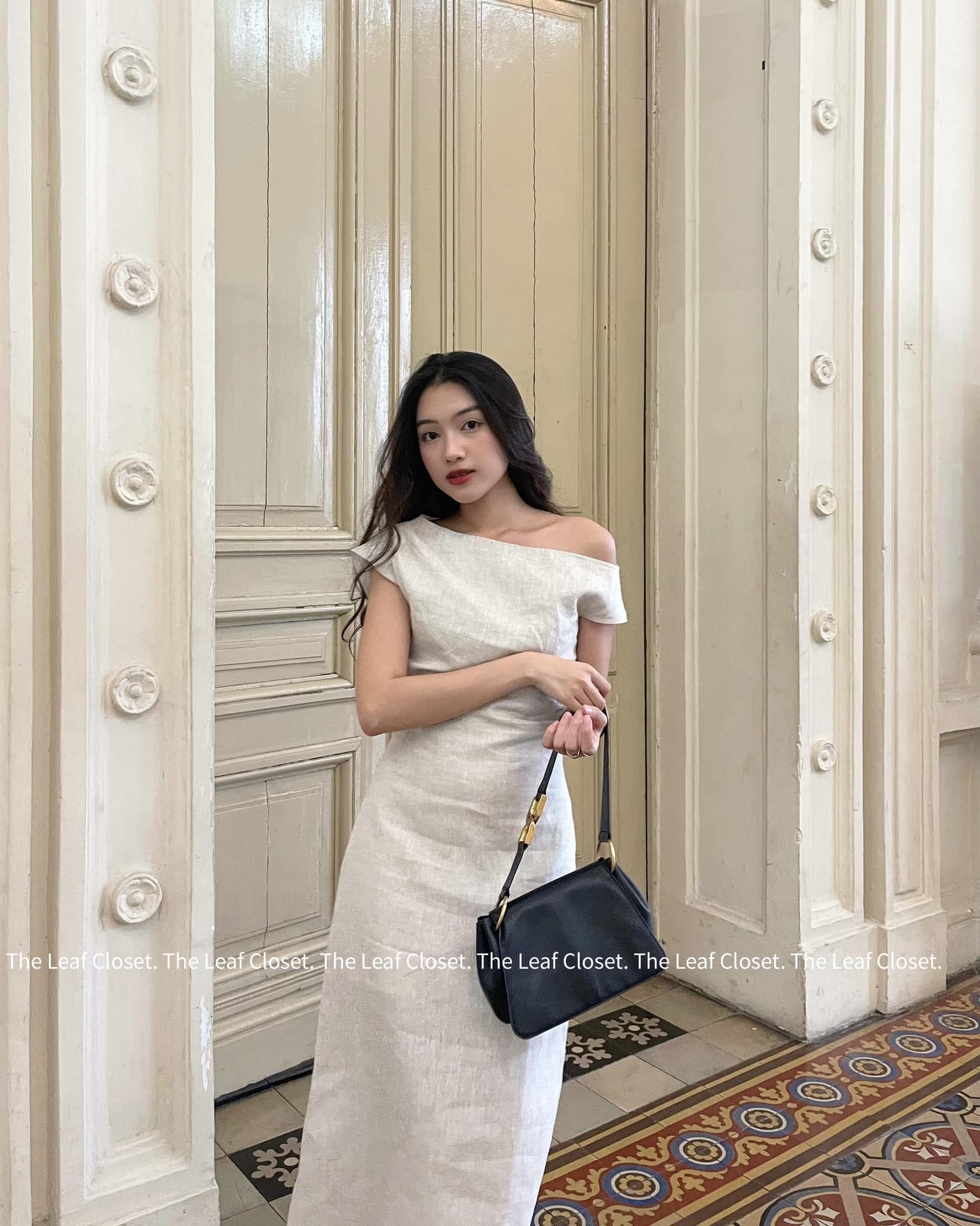 Váy linen cao cấp hở 1 bên vai The Leaf Closet